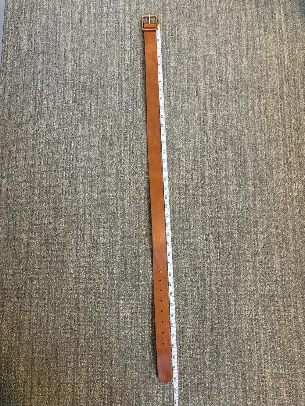 Women’s Size Small Brown Leather Belt with Gold Buckle